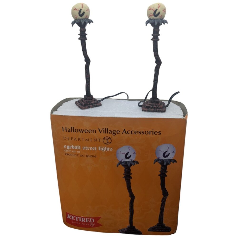 Dept 56 Eyeball Street Lights Halloween Village Decor Light Up Retired